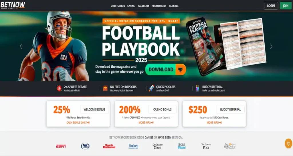BetNow sportsbook logo – simple offshore betting site with quick payouts