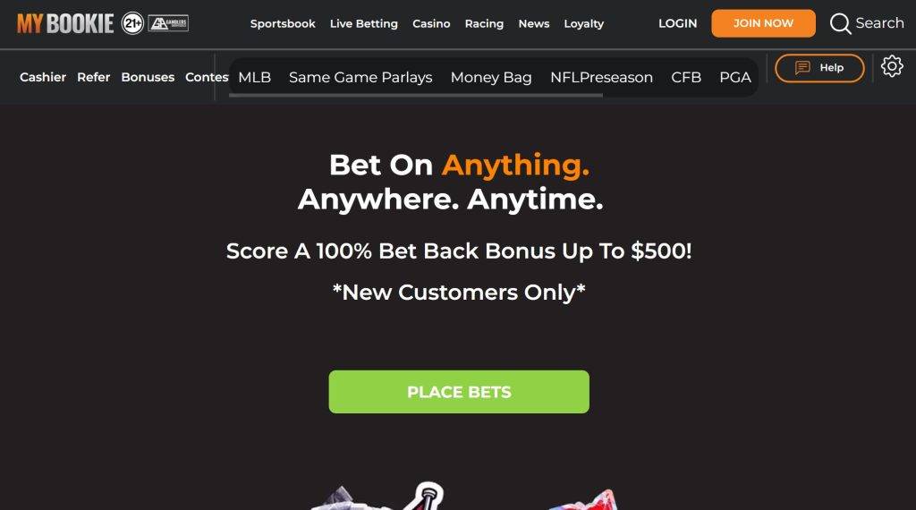 MyBookie sportsbook logo – offshore betting site with bonuses and prop bets